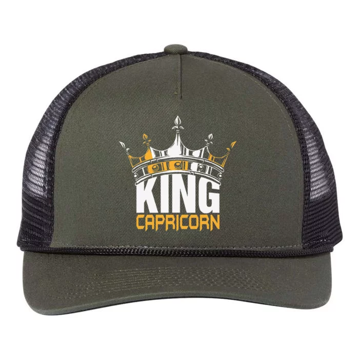 Th King Capricorn Birthday Zodiac Costume Funny Bday Gift Retro Rope Trucker Hat Cap