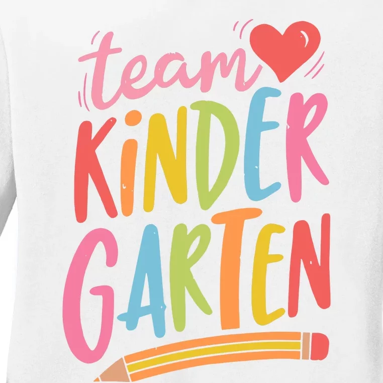 Team Kindergarten Crew Teacher Kinder Squad Ladies Long Sleeve Shirt