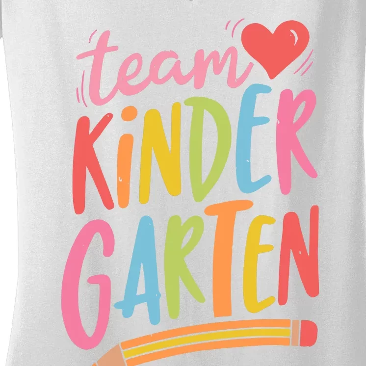 Team Kindergarten Crew Teacher Kinder Squad Women's V-Neck T-Shirt