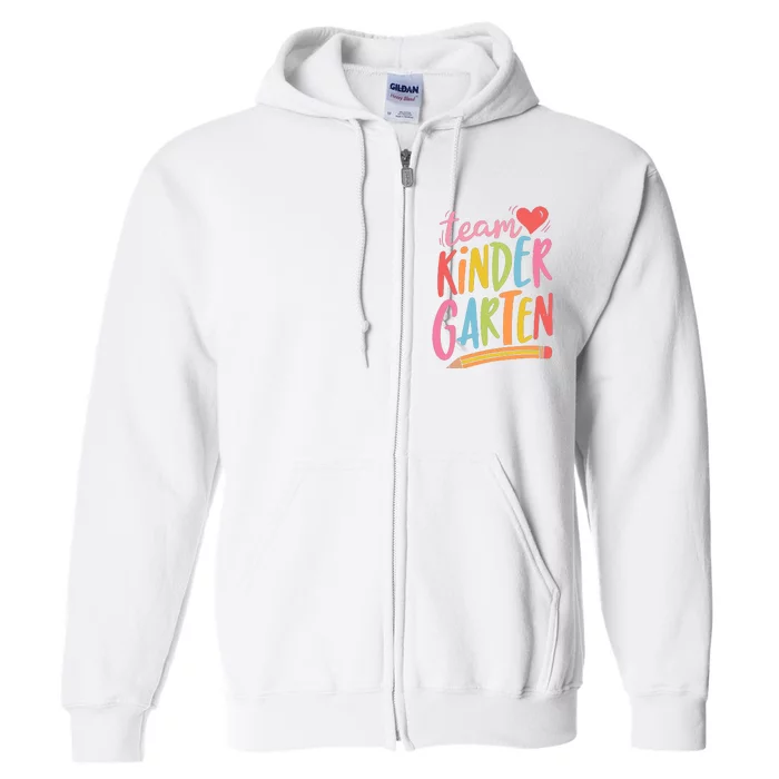 Team Kindergarten Crew Teacher Kinder Squad Full Zip Hoodie