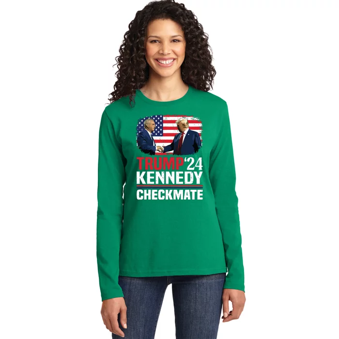 Trump Kennedy Checkmate 2024 Vote For Trump And Kennedy Ladies Long Sleeve Shirt