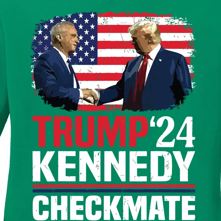 Trump Kennedy Checkmate 2024 Vote For Trump And Kennedy Ladies Long Sleeve Shirt