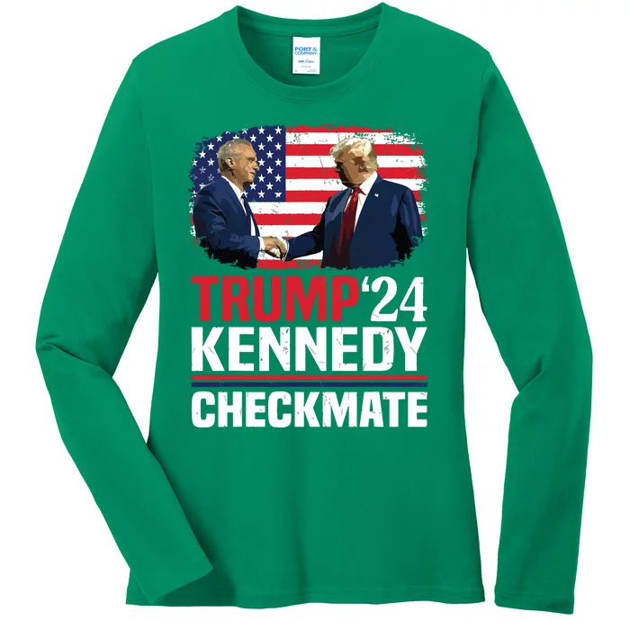 Trump Kennedy Checkmate 2024 Vote For Trump And Kennedy Ladies Long Sleeve Shirt