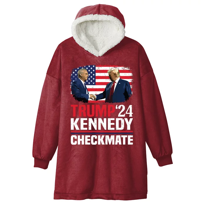 Trump Kennedy Checkmate 2024 Vote For Trump And Kennedy Hooded Wearable Blanket