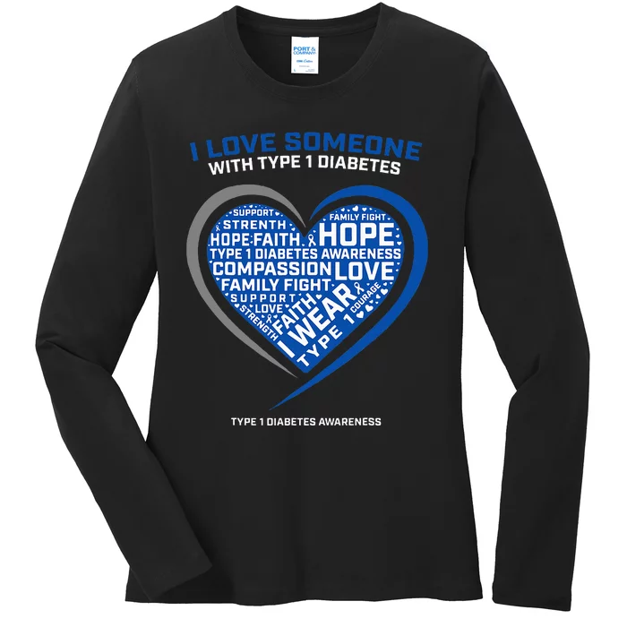 T1d Kids Diabetic Type 1 Diabetes Awareness Ladies Long Sleeve Shirt