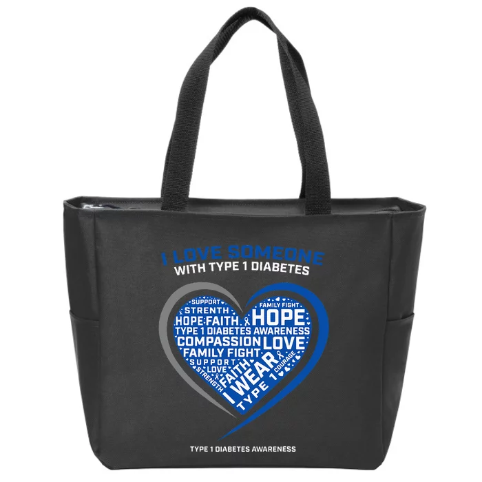 T1d Kids Diabetic Type 1 Diabetes Awareness Zip Tote Bag