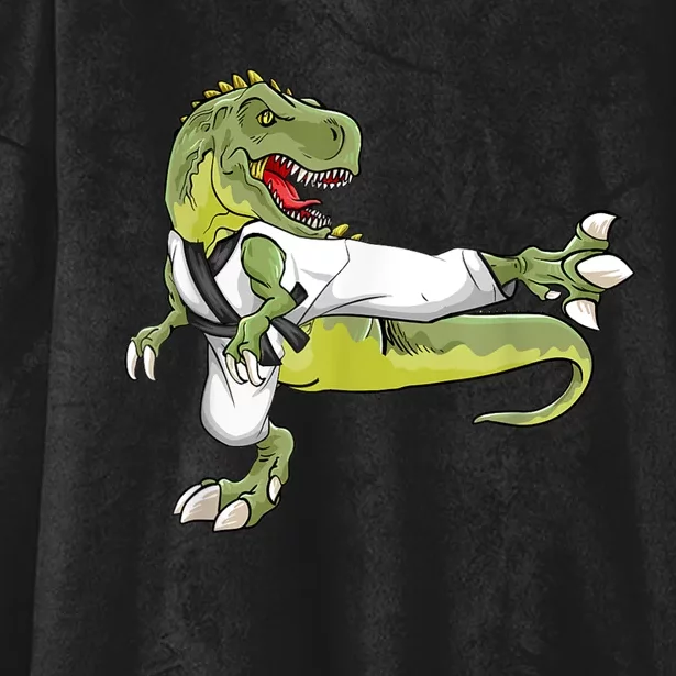 Trex Karate Dinosaur Funny Martial Arts Hooded Wearable Blanket