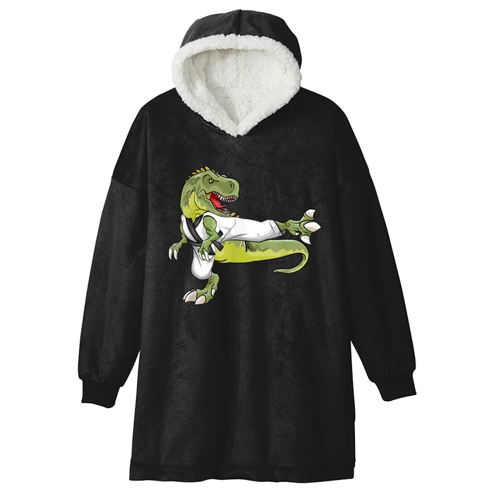 Trex Karate Dinosaur Funny Martial Arts Hooded Wearable Blanket