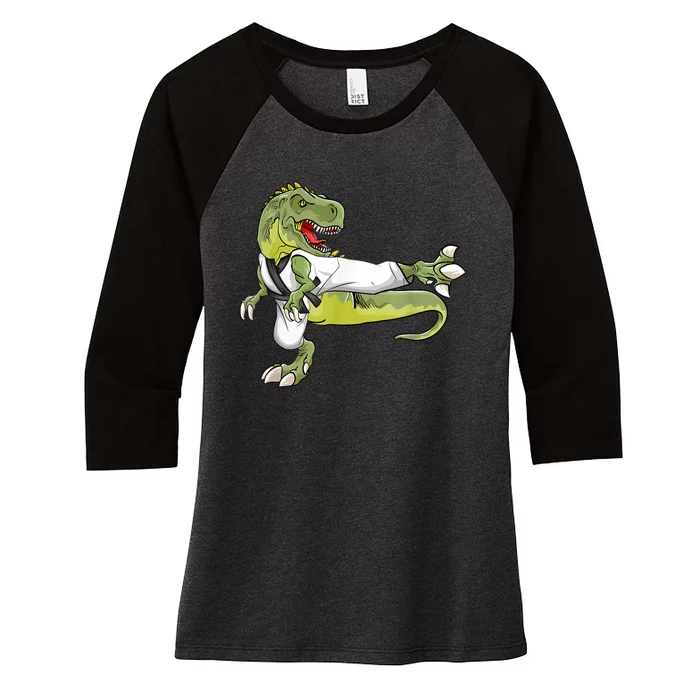 Trex Karate Dinosaur Funny Martial Arts Women's Tri-Blend 3/4-Sleeve Raglan Shirt