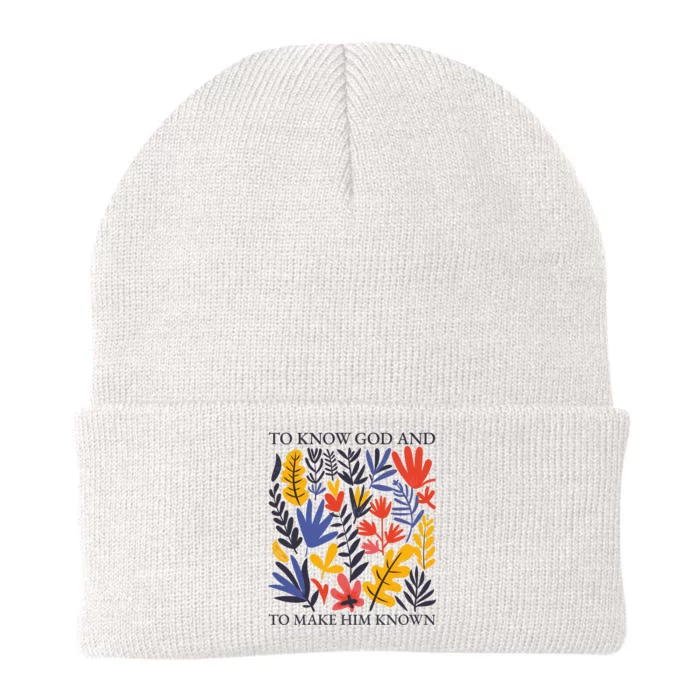 To Know God And Make Him Known Retro Flower Floral Knit Cap Winter Beanie