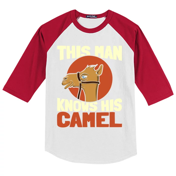 This Knows His Camels Gift Dromedary Dessert Camel Funny Gift Kids Colorblock Raglan Jersey