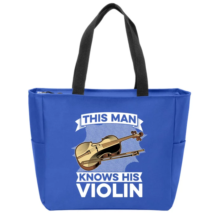 This Knows His Violin Great Gift Fiddle Player Orchestra Violin Funny Gift Zip Tote Bag