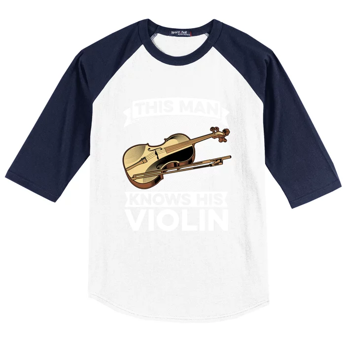 This Knows His Violin Great Gift Fiddle Player Orchestra Violin Funny Gift Baseball Sleeve Shirt