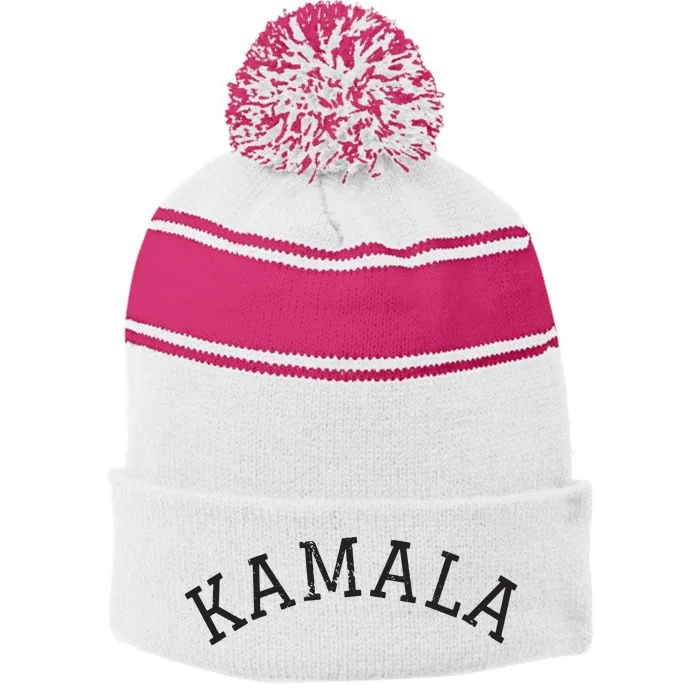 Team Kamala Harris Stripe Pom Pom Beanie