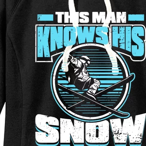 This Knows His Snow Cool Gift Skier Ski Mountains Skiing Gift Women's Fleece Hoodie