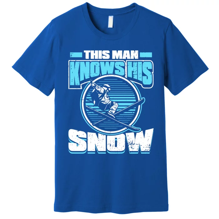 This Knows His Snow Cool Gift Skier Ski Mountains Skiing Gift Premium T-Shirt