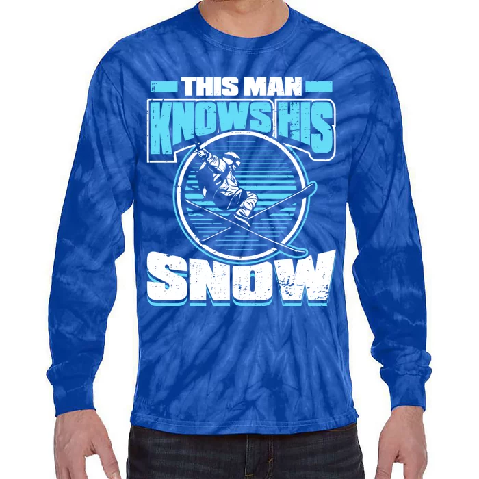 This Knows His Snow Cool Gift Skier Ski Mountains Skiing Gift Tie-Dye Long Sleeve Shirt