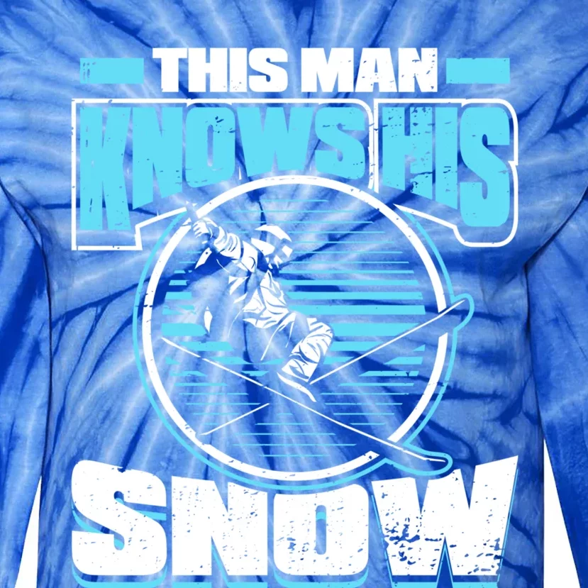 This Knows His Snow Cool Gift Skier Ski Mountains Skiing Gift Tie-Dye Long Sleeve Shirt