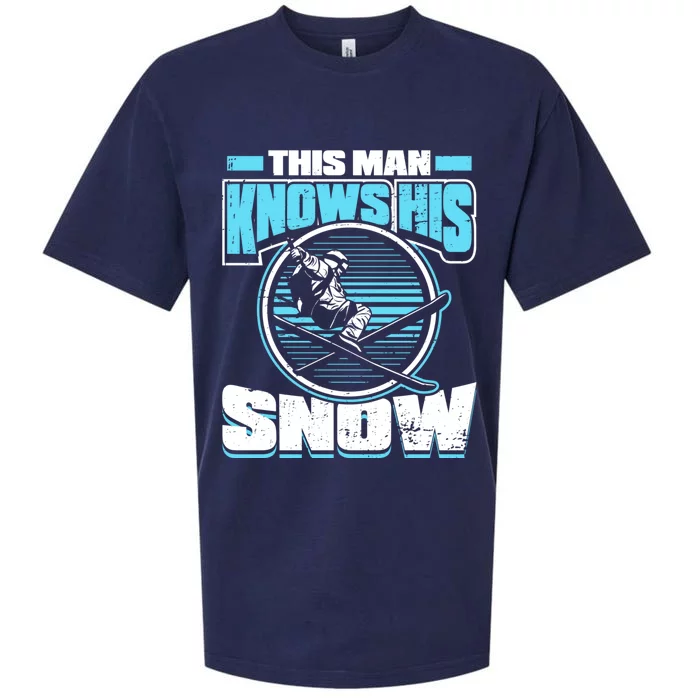 This Knows His Snow Cool Gift Skier Ski Mountains Skiing Gift Sueded Cloud Jersey T-Shirt