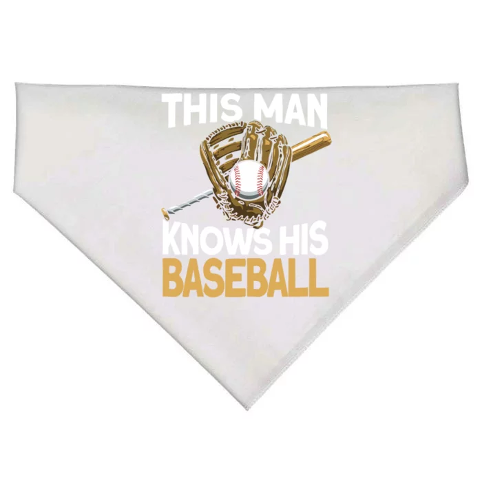 This Knows His Baseball Cute Gift Pitch Homerun Baseballer Gift USA-Made Doggie Bandana