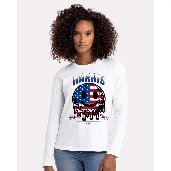 Trippy Kamala Harris Tim Walz Womens Cotton Relaxed Long Sleeve T-Shirt