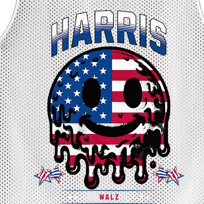 Trippy Kamala Harris Tim Walz Mesh Reversible Basketball Jersey Tank