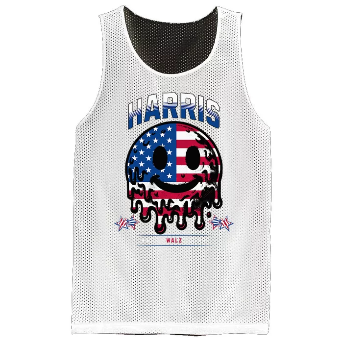 Trippy Kamala Harris Tim Walz Mesh Reversible Basketball Jersey Tank