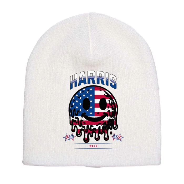 Trippy Kamala Harris Tim Walz Short Acrylic Beanie