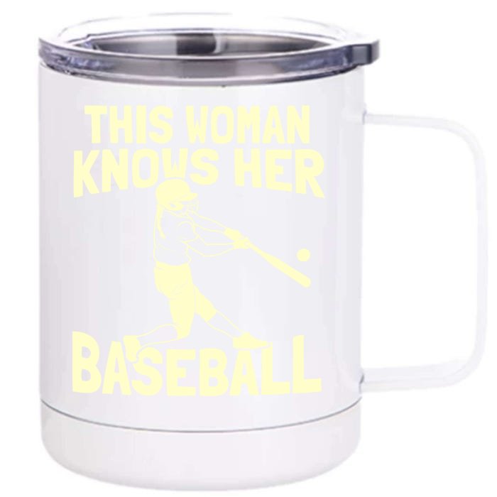 This Knows Her Baseball Gift Match Pitch Baseballer Gift Front & Back 12oz Stainless Steel Tumbler Cup