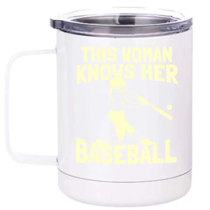 This Knows Her Baseball Gift Match Pitch Baseballer Gift Front & Back 12oz Stainless Steel Tumbler Cup