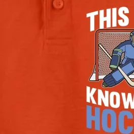 This Knows His Hockey Gift Ice Hockey Team Player Goalie Cute Gift Dry Zone Grid Performance Polo