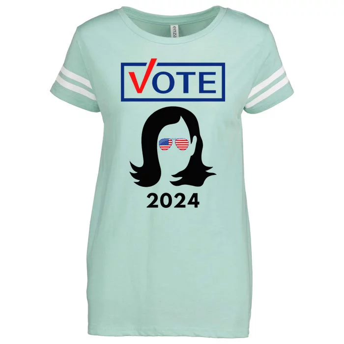 Team Kamala Harris 2024 Distressed Enza Ladies Jersey Football T-Shirt