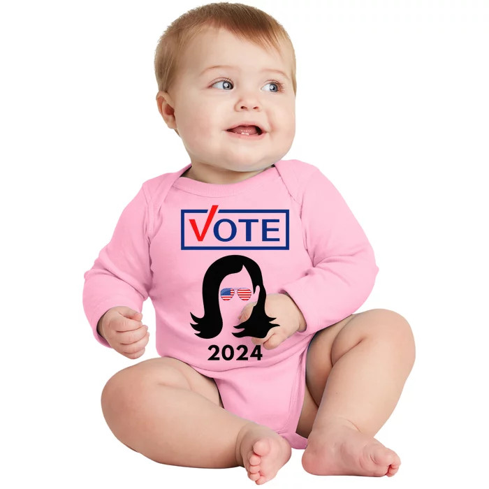 Team Kamala Harris 2024 Distressed Baby Long Sleeve Bodysuit