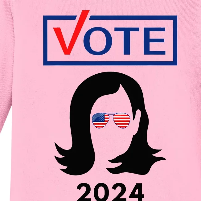 Team Kamala Harris 2024 Distressed Baby Long Sleeve Bodysuit