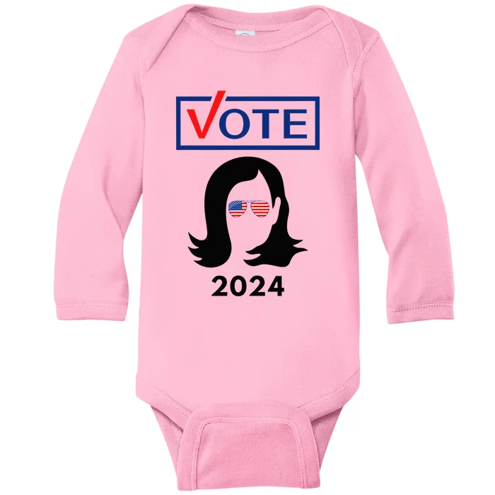 Team Kamala Harris 2024 Distressed Baby Long Sleeve Bodysuit