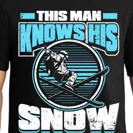 This Knows His Snow Funny Gift Skier Ski Mountains Skiing Gift Pajama Set