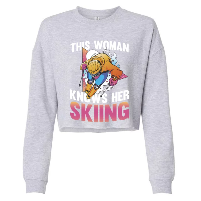 This Knows Her Skiing Cute Gift Skier Ski Mountains Skiing Gift Cropped Pullover Crew