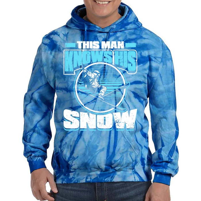 This Knows His Snow Funny Gift Skier Ski Mountains Skiing Gift Tie Dye Hoodie