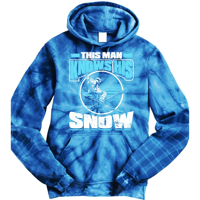 This Knows His Snow Funny Gift Skier Ski Mountains Skiing Gift Tie Dye Hoodie