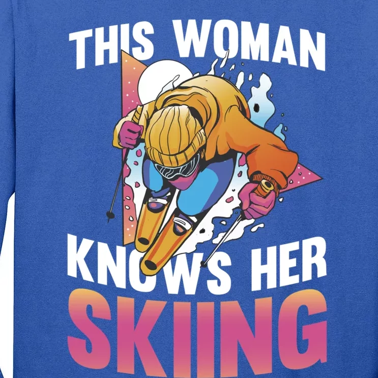 This Knows Her Skiing Gift Skier Ski Mountains Skiing Gift Tall Long Sleeve T-Shirt