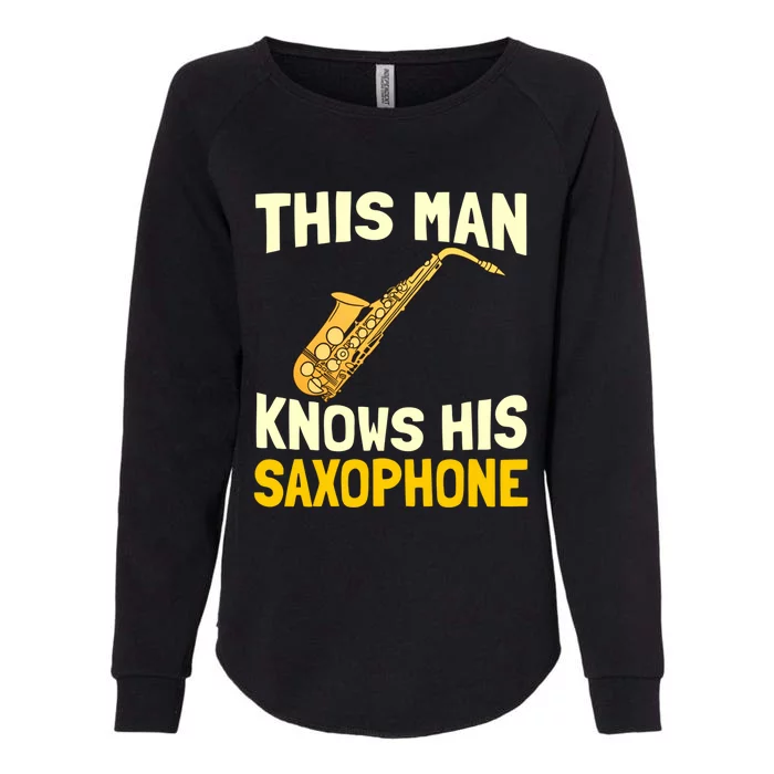 This Knows His Saxophone Gift Jazz Musician Sax Saxophonist Gift Womens California Wash Sweatshirt