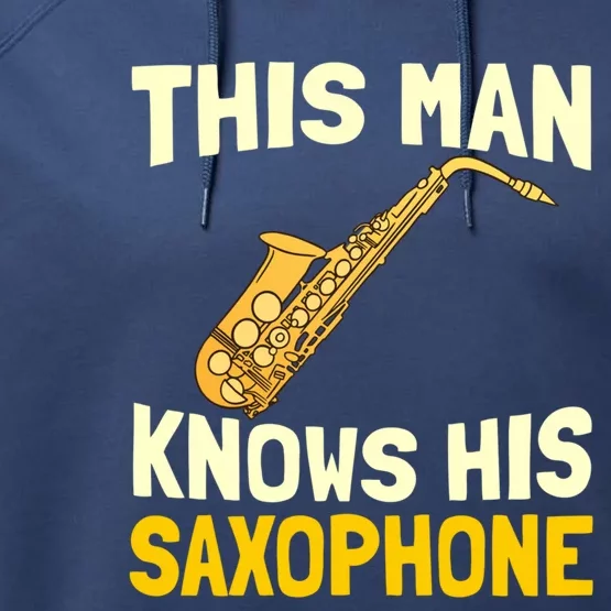 This Knows His Saxophone Gift Jazz Musician Sax Saxophonist Gift Performance Fleece Hoodie