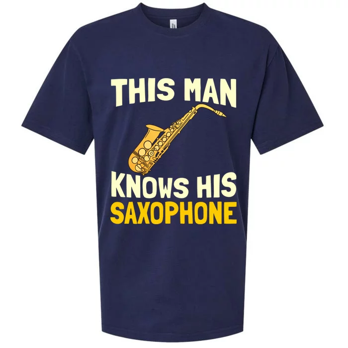 This Knows His Saxophone Gift Jazz Musician Sax Saxophonist Gift Sueded Cloud Jersey T-Shirt