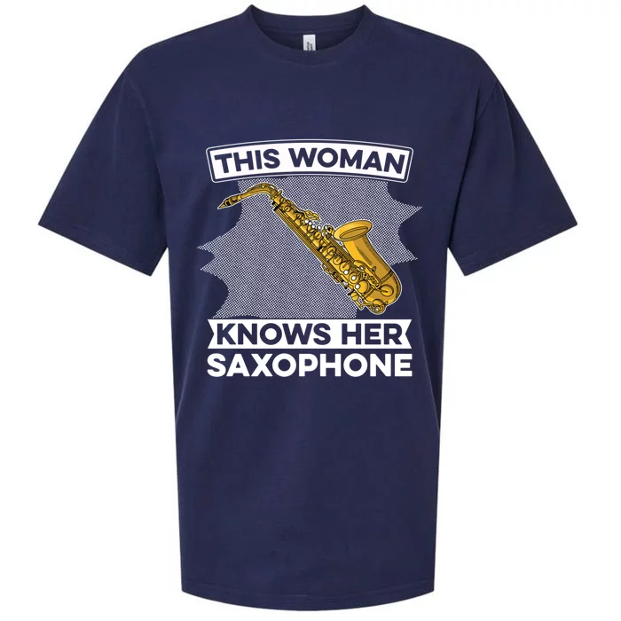 This Knows Her Saxophone Gift Sax Jazz Saxophonist Meaningful Gift Sueded Cloud Jersey T-Shirt