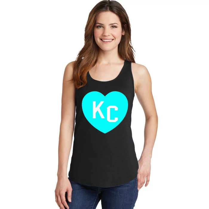 Teal Kc Heart Cute Teal Kansas City Heart Teal Kc Hometown Ladies Essential Tank