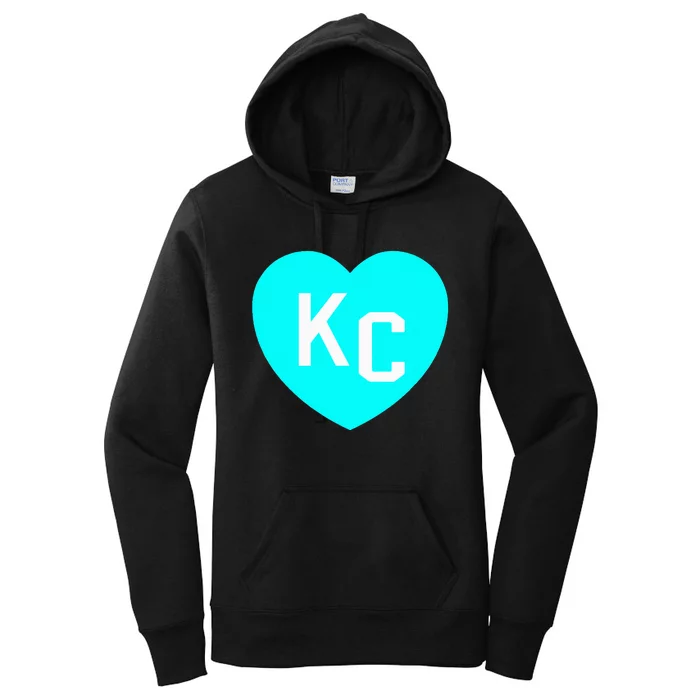 Teal Kc Heart Cute Teal Kansas City Heart Teal Kc Hometown Women's Pullover Hoodie