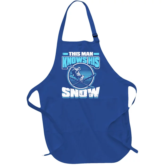 This Knows His Snow Gift Skier Ski Mountains Skiing Gift Full-Length Apron With Pocket