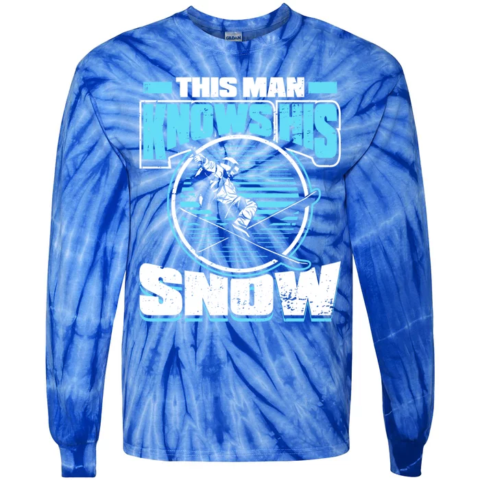 This Knows His Snow Gift Skier Ski Mountains Skiing Gift Tie-Dye Long Sleeve Shirt