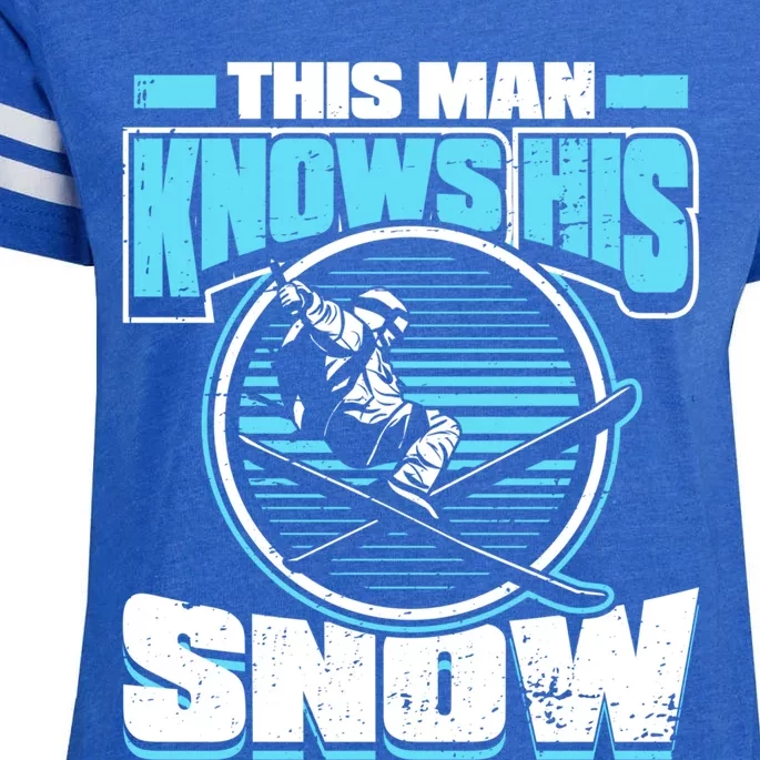 This Knows His Snow Gift Skier Ski Mountains Skiing Gift Enza Ladies Jersey Football T-Shirt