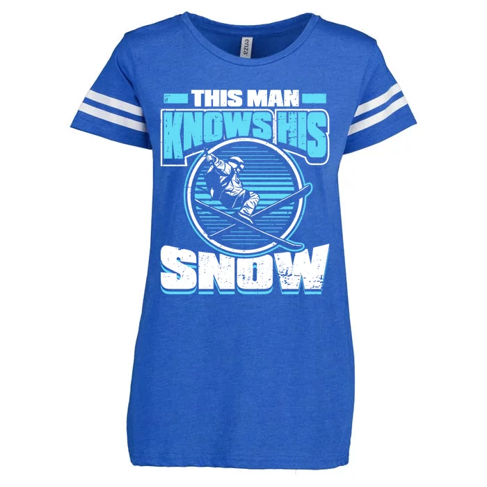 This Knows His Snow Gift Skier Ski Mountains Skiing Gift Enza Ladies Jersey Football T-Shirt